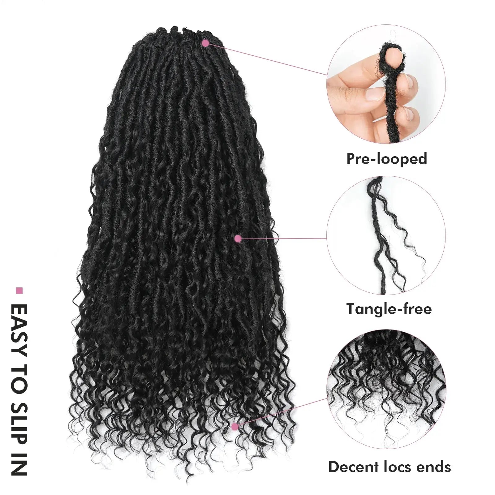 Toyotress Boho Locs With Human Hair Curls Pre Looped Goddess Boho Dreadlocks Curly Full Ends Hair Extensions
